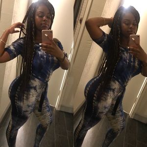 🦄✨ Sexy Fashion Nova Blue Tie-Dye BodySuit